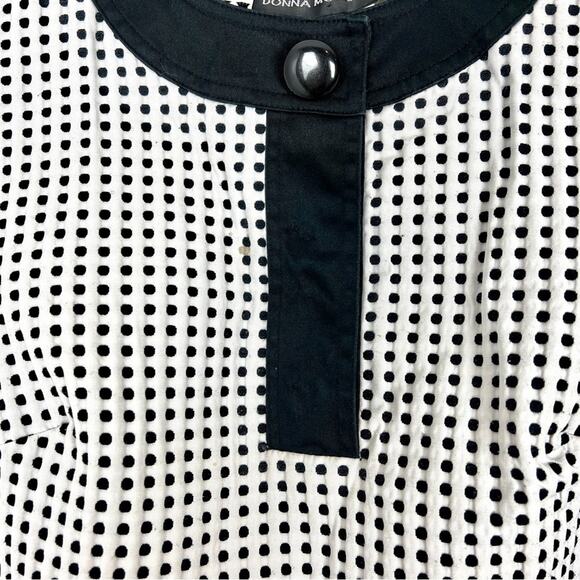 Vintage Donna Morgan | Black and White Polka Dot Dress Preppy Twee Rockabilly 2 - Picture 3 of 4